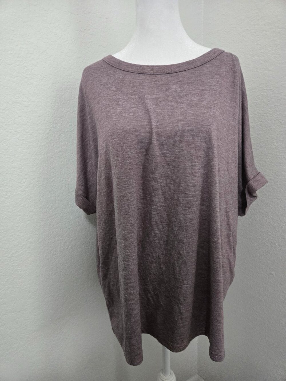 Oversized Slouchy Tee - Heather Mauve - Loose Fit